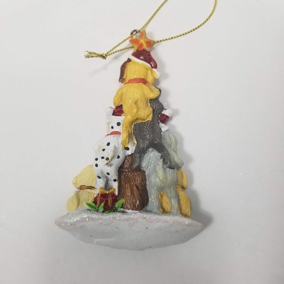 Dog Pile Pyramid Christmas Tree Ornament Puppy Pet - Picture 2 of 2